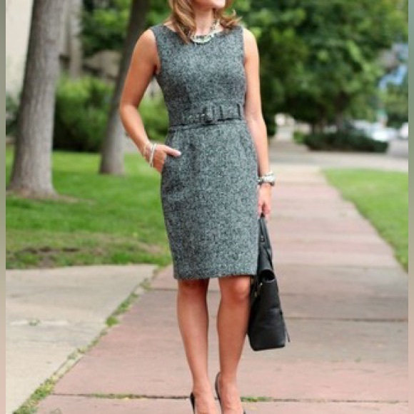Banana Republic Charcoal Grey Tweed Size 4 Petite Dress - Picture 10 of 10